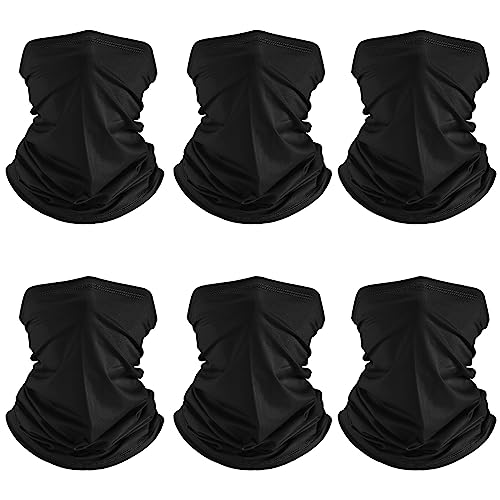 Geyoga 6 Pieces Summer UV Protection Cooling Neck Gaiter Face Clothing Neck Gaiter Mask Scarf Sunscreen Breathable Bandana(Black) - Image 1
