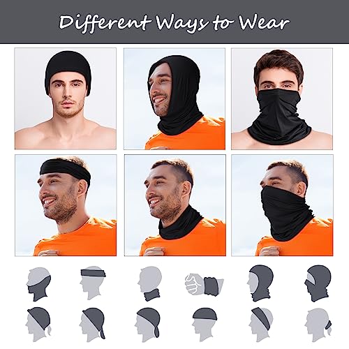 Geyoga 6 Pieces Summer UV Protection Cooling Neck Gaiter Face Clothing Neck Gaiter Mask Scarf Sunscreen Breathable Bandana(Black) - Image 3