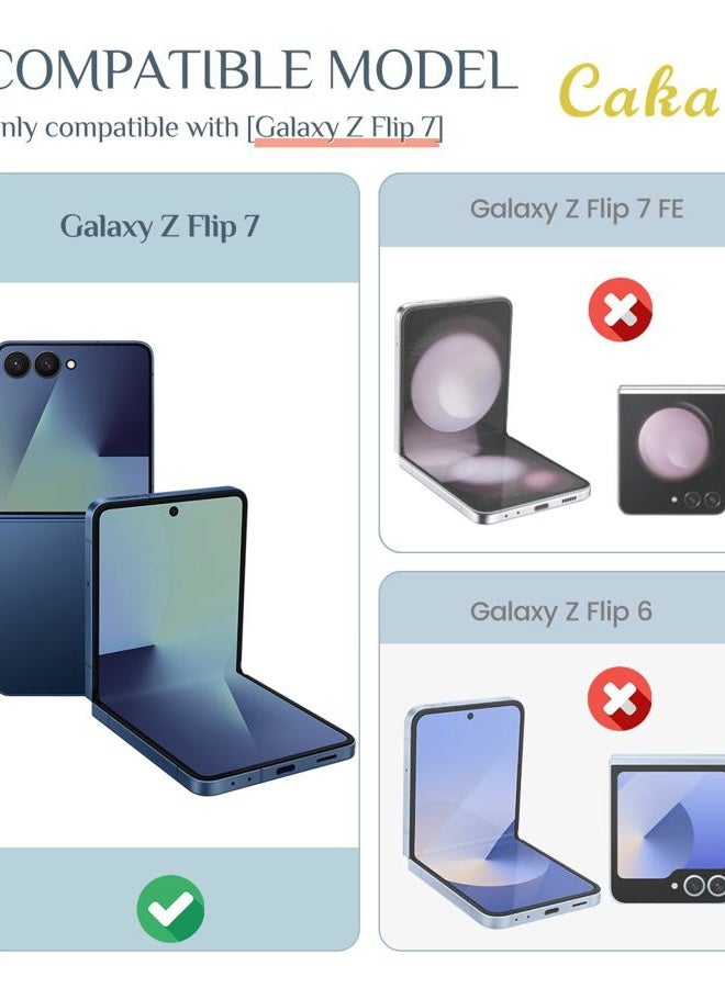 Caka [Upgrade] for Samsung Galaxy Z Flip 7 Case [Wireless Charging Compatible][Hinge Protection] [Screen Protector] Women Men Shockproof Protection Phone Cover for Z Flip 7 2025 - Black - Image 2