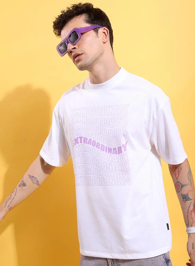 Ketch Graphic Print Round Neck Oversized T-Shirt