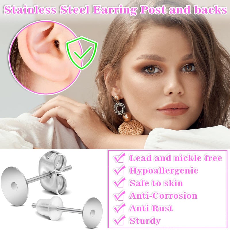 Anezus Jewelry Glue With 600pcs Stainless Steel Earring Posts and Backs - Hypoallergenic Blanks With Rubber Backs for Jewelry Making Supplies and Findings - Image 4