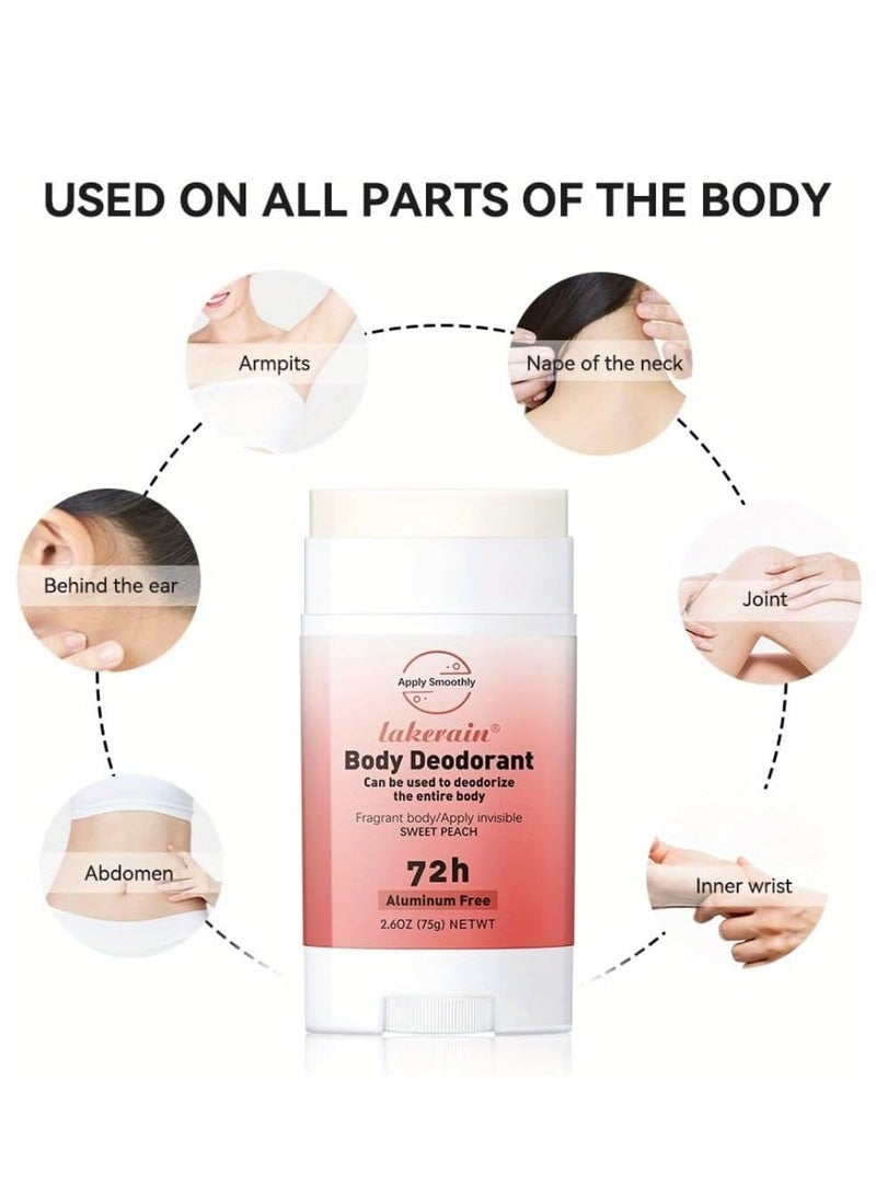 lakerain 75g Body Deodorant Invisible Stick Peony Rose 72 Hour Odor Control Cream for Armpit Feet Privates and Other Parts Smooth Apply Deodorant Natural Scented Skin Safe Aluminum Free Fragrant Body Cream - Image 2