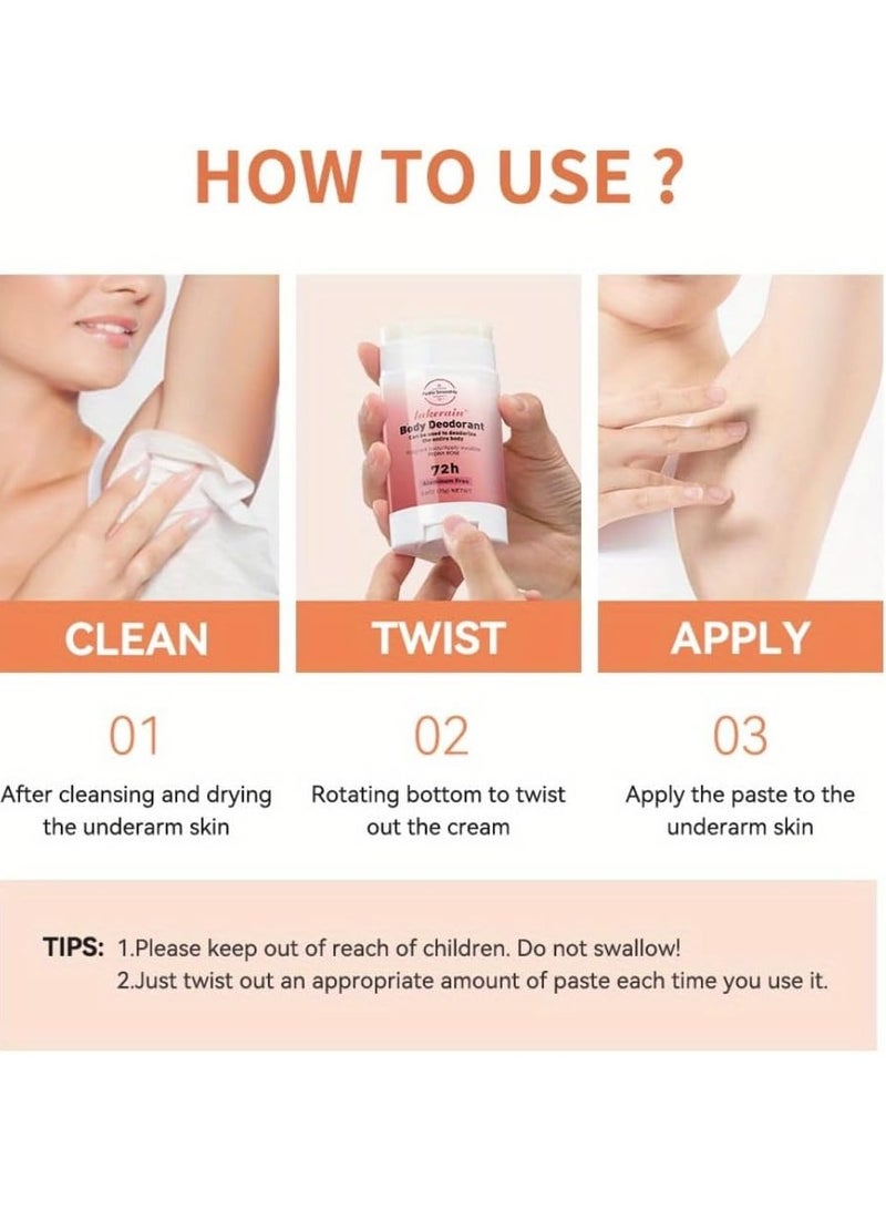 lakerain 75g Body Deodorant Invisible Stick Peony Rose 72 Hour Odor Control Cream for Armpit Feet Privates and Other Parts Smooth Apply Deodorant Natural Scented Skin Safe Aluminum Free Fragrant Body Cream - Image 5