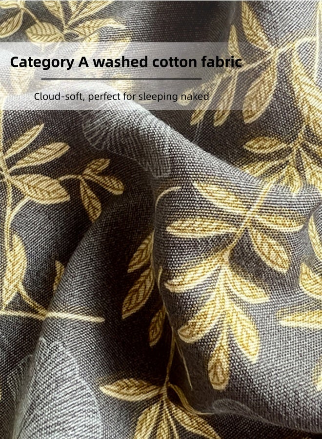 أفضل ذروة طقم سرير مزدوج بنمط زهور، غطاء لحاف مزدوج من القطن الخالص المغسول من الدرجة الأولى، طقم مكون من أربع قطع من القطن الخالص قابل للغسل في الغسالة، ناعم وأنيق، إغلاق بسحاب. - Image 5