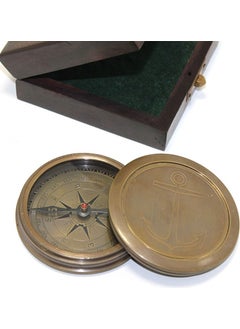 Keyfim Shop Antique Brass Sailor Anchor Working Compass in Wooden Box  - Image 2