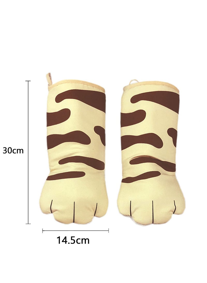 SOLARAE Cute Kitten Cat Paw Pattern Heat-Resistant Oven Gloves - Insulated Cooking Gloves for Baking, Grilling, and Microwave Use - 1 Pair of Kitchen Tools and Pot Holders - Image 3