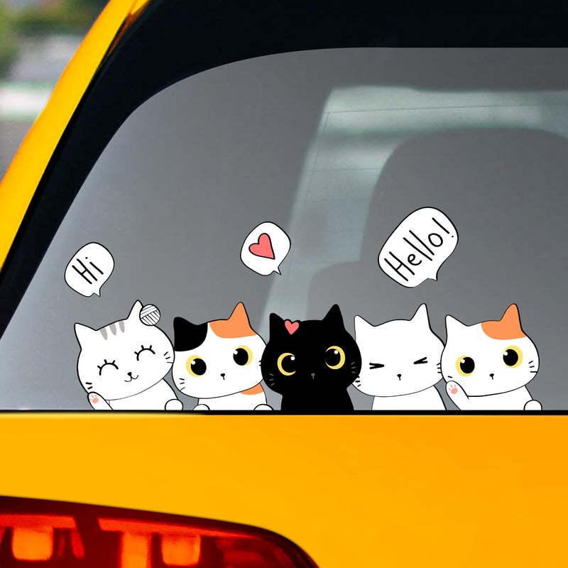 Murimt Say Hello Cat Funny Decals for Cars Cover Scratches Car Sticker and Decals Funny Bumper Decal for AutoTruckMotorcycleWallWindow - Image 3