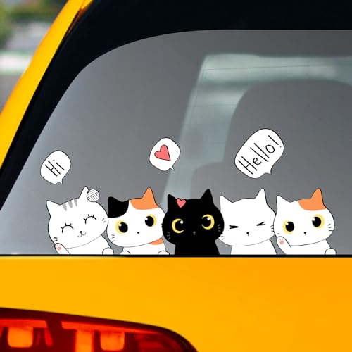 Murimt Say Hello Cat Funny Decals for Cars Cover Scratches Car Sticker and Decals Funny Bumper Decal for AutoTruckMotorcycleWallWindow - Image 1