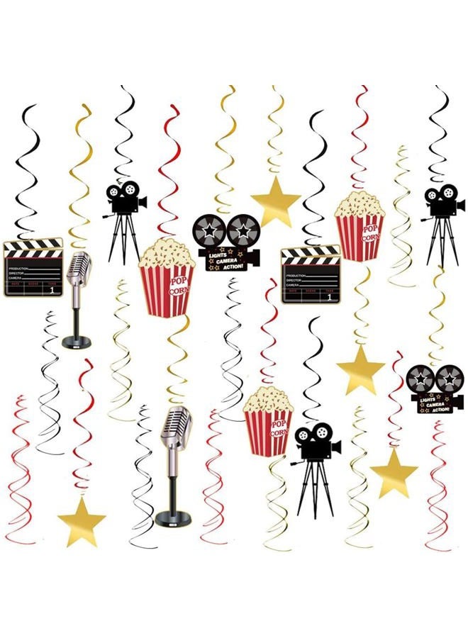 JOLLYSTYLE (Movie Night Hanging Decorations) - 36Ct Movie Night Party Decorations Hanging Swirls - Hollywood Movie Theatre Themed Bridal Shower/Birthday Party Supplies Film Backdrop - Image 4