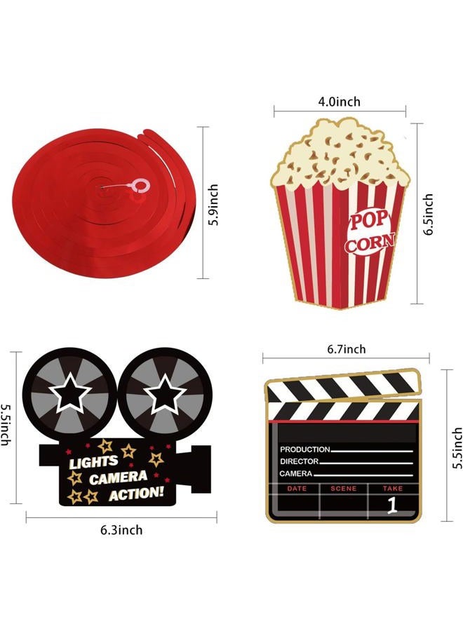 JOLLYSTYLE (Movie Night Hanging Decorations) - 36Ct Movie Night Party Decorations Hanging Swirls - Hollywood Movie Theatre Themed Bridal Shower/Birthday Party Supplies Film Backdrop - Image 3