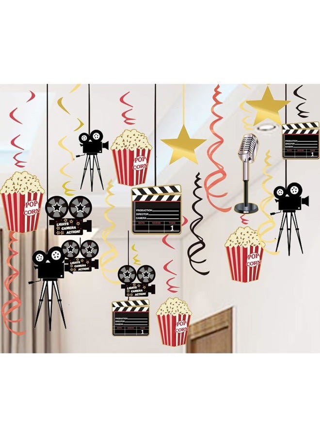 JOLLYSTYLE (Movie Night Hanging Decorations) - 36Ct Movie Night Party Decorations Hanging Swirls - Hollywood Movie Theatre Themed Bridal Shower/Birthday Party Supplies Film Backdrop - Image 5