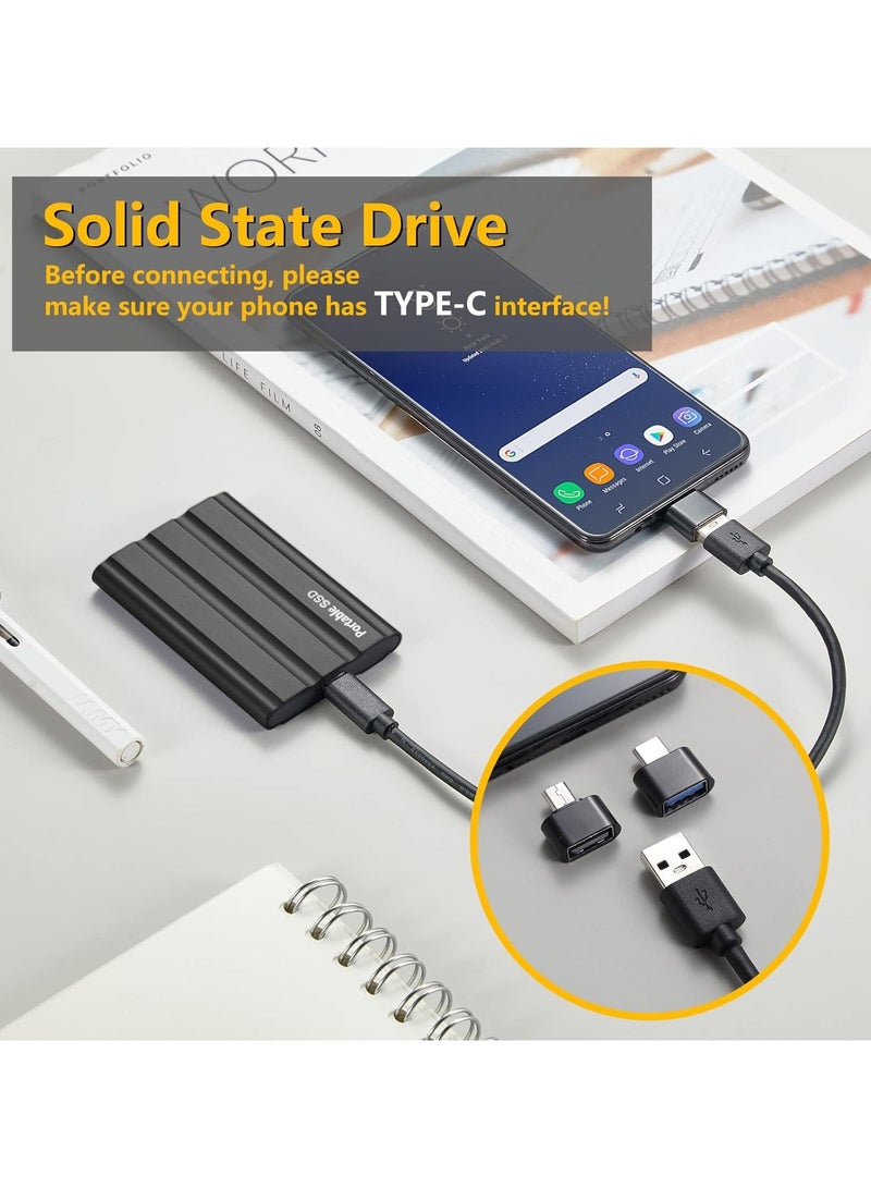 ارواق محرك الأقراص الصلبة الخارجي المحمول SSD بسعة 2 تيرابايت، محرك الأقراص الصلبة SSD المحمول، محرك الأقراص الصلبة SSD المحمول، محرك تخزين نحيف مع منفذ USB 3.1 C لأجهزة الكمبيوتر المحمول وأجهزة Mac - Image 4