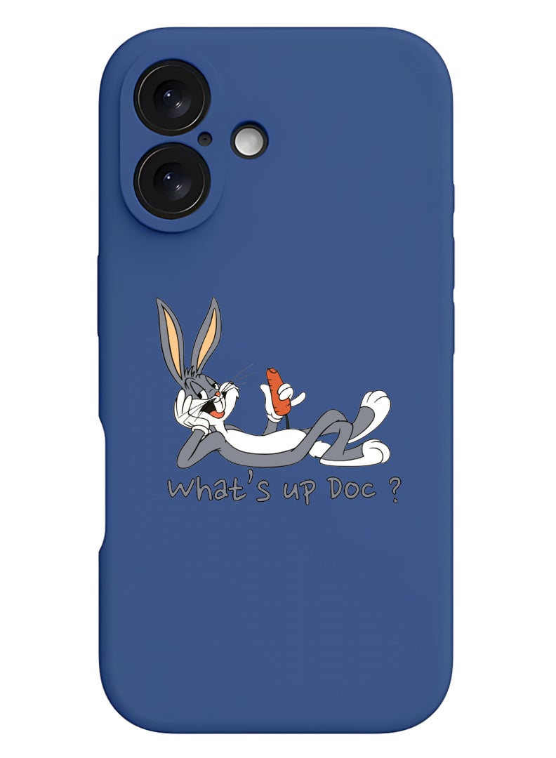 Theodor iPhone 16 Plus Blue Protective Slim Fit Case Liquid Silicone Cover with Full Body Protection Anti-Scratch Shockproof Case For iPhone - Whats up Doc - Image 1