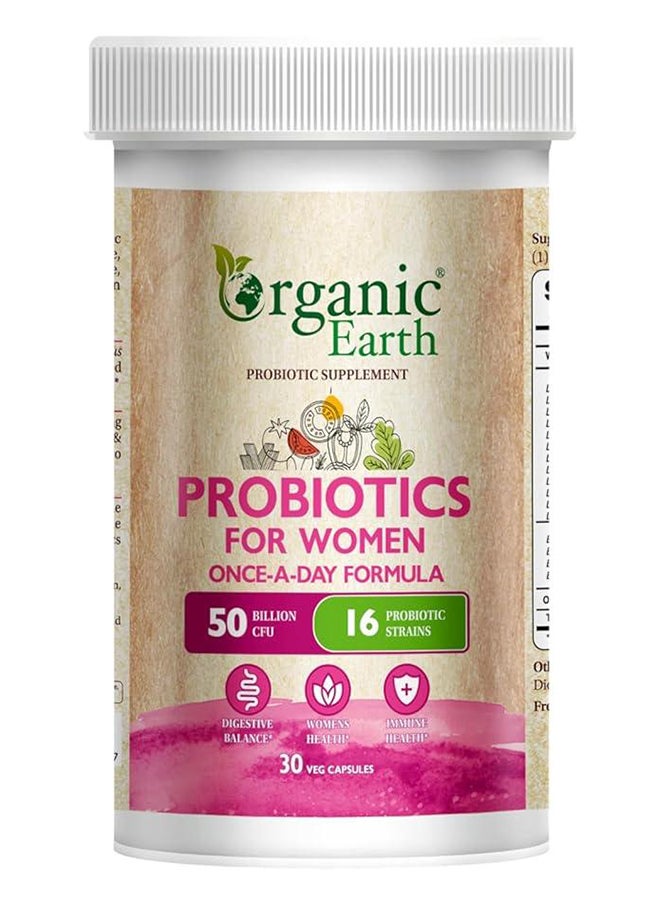 Organic Earth - Probiotics 50 Billion Cfu For Women Daily Digestive And Immune Health, 30S Cap - Image 1