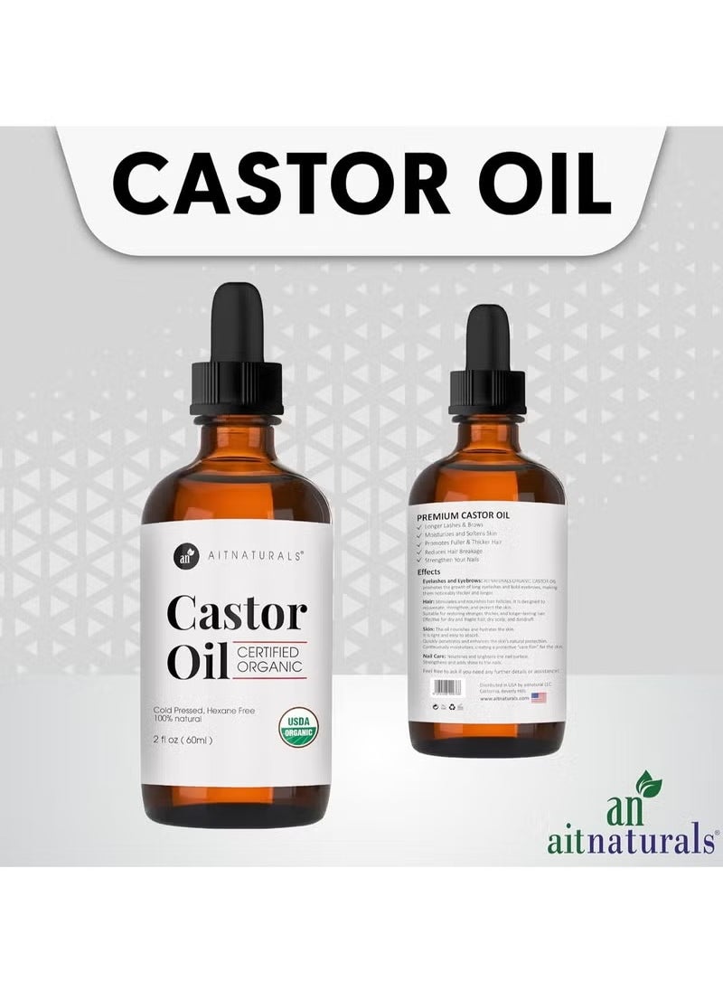 Kate Blanc Organic Castor Oil 60ml Eyelash & Eyebrow Growth Serum | Nourishing Hair, Skin & Nail Treatment | Promotes Hair Growth & Conditions | Cold Pressed & Hexane free | 100% Pure & Hexane-Free  - Image 3