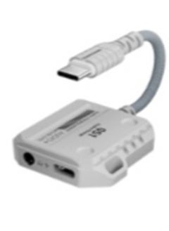 Plextone Plextone GS1 2 in 1 Adapter USB-C to 3.5mm Headphone Jack, Type C to Audio Cable, 60W High Definition Fast Charging Adapter White  - Image 1
