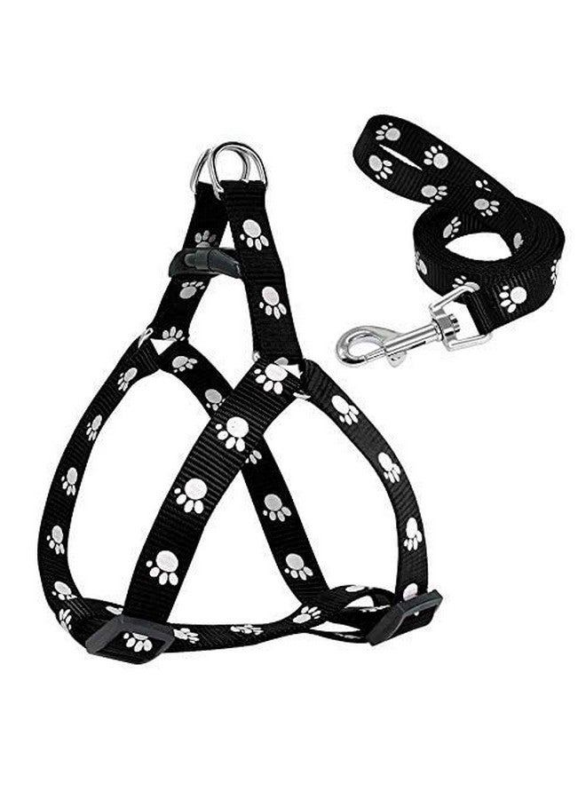 Pups&Pets Puppy Nylon Harness with Leash Set | Adjustable paw Printed Harness and Leash for Small & Medium Dogs 0.5Inch, Pack of 1 Harness & 1 Leash (Black) - Image 4
