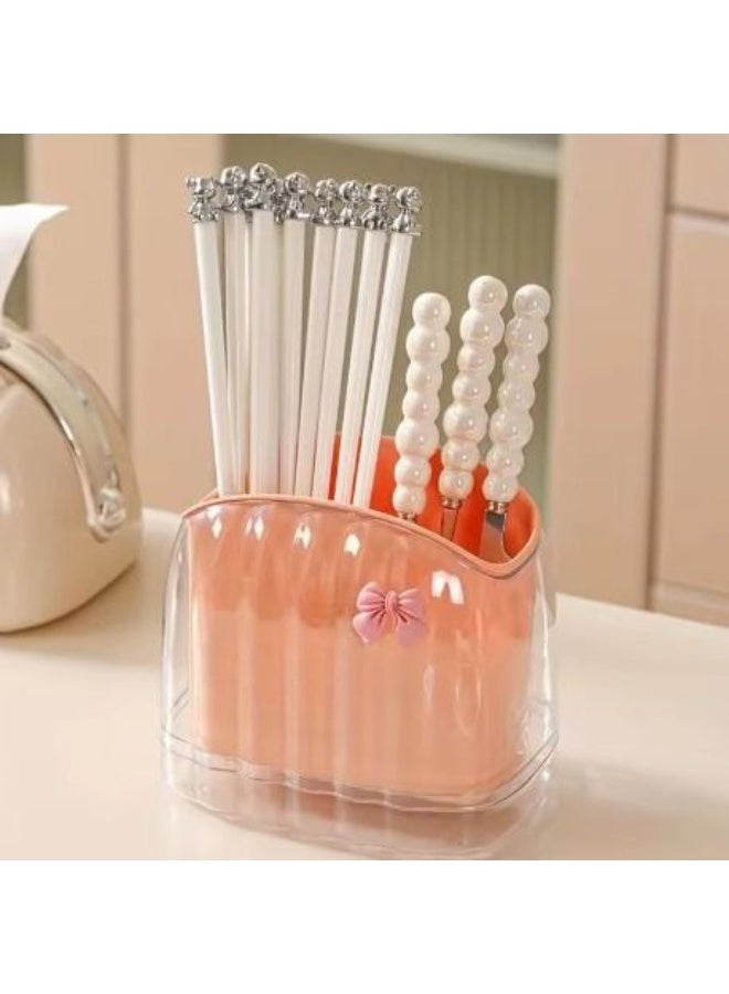 Generic valueable 1 Flower-Shaped Cutlery Holder - Practical Divided Design for Organizing Forks and Spoons - Bow Detail - Keeps Tableware in One Place - Suitable for Kitchen Counter Organization and Daily Use - Image 3
