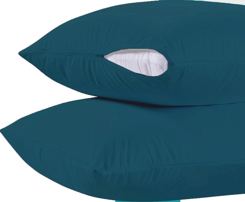 Trance Ultra Soft Terry 100% Waterproof Pillow Protector Cover with Zippered Closure | Dust Mite - Bed Bug Protection | Oil Water Protection (Standard: 18 x 28 inch - Teal) - Pack of 2 - Image 2