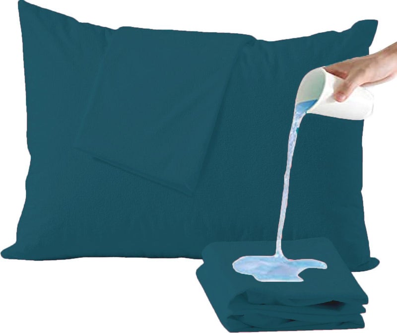 Trance Ultra Soft Terry 100% Waterproof Pillow Protector Cover with Zippered Closure | Dust Mite - Bed Bug Protection | Oil Water Protection (Standard: 18 x 28 inch - Teal) - Pack of 2 - Image 1