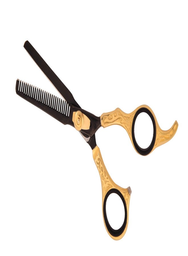 DANIAL HIGH CARBON SERIES THINNING SCISSORS for Hair Cutting Scissors for Men Women Professional Salon Barber Exclusive Hair Cutting Scissors Home Hair Cutting Tools Single Thinning BLACK N GOLD COLOR - Image 2