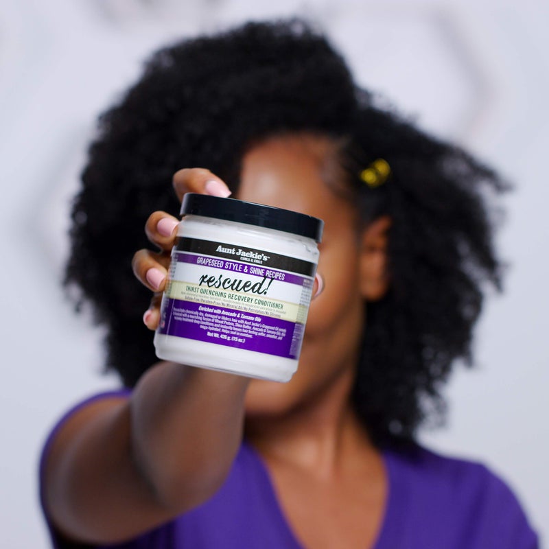 Aunt Jackie's وصفات أونت جاكي للعناية بالشعر بزيت بذور العنب - بلسم استعادة الشعر المرطب 15 أونصة - Image 5