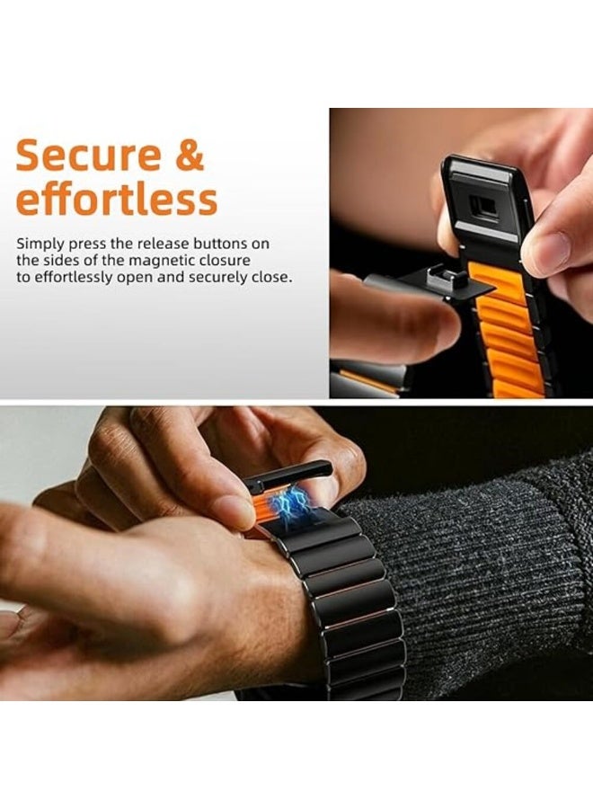 TEMPO Metal Silicone Magnetic Band Compatible with Apple Watch for Men Women Ultra 4 | 3 | 2 | 1, 49mm/45mm/44mm/42mm  Sport  Strap for iWatch Series 12/11/10/9/8/7/6/5/4/3/2/1, Sandblasted Finish Strap for Men - Image 2