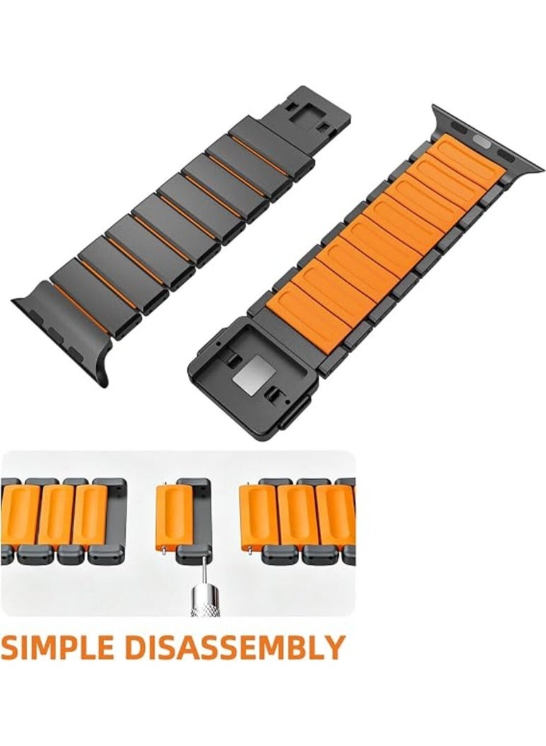 TEMPO Metal Silicone Magnetic Band Compatible with Apple Watch for Men Women Ultra 4 | 3 | 2 | 1, 49mm/45mm/44mm/42mm  Sport  Strap for iWatch Series 12/11/10/9/8/7/6/5/4/3/2/1, Sandblasted Finish Strap for Men - Image 5