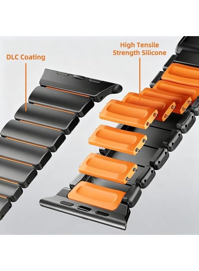 TEMPO Metal Silicone Magnetic Band Compatible with Apple Watch for Men Women Ultra 4 | 3 | 2 | 1, 49mm/45mm/44mm/42mm  Sport  Strap for iWatch Series 12/11/10/9/8/7/6/5/4/3/2/1, Sandblasted Finish Strap for Men - Image 3