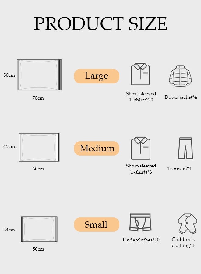 DUNISO Home Brand Vacuum Storage Bags- Pack of 6 (2 Large + 2 Medium + 2 Small) Reusable Compression Bags Space Saver for Packing, Clothes, Comforters , Blankets,No Pump Needed - Image 4