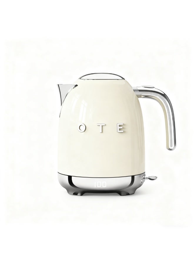 OTE 1.5L Electric Kettle, Retro Water Boiler with LCD Temperature Display, 5-Speed Temperature Control & Auto Keep Warm Function Cream - Image 1