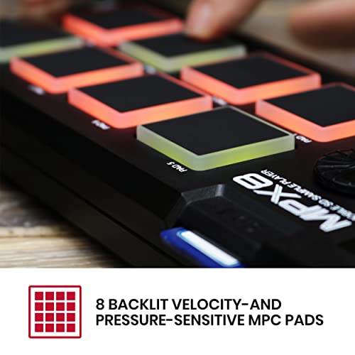 AKAI Professional MPX8 - وحدة تحكم لوحات العينات المحمولة مع 8 لوحات حساسة للسرعة جاهزة للأداء، اتصال MIDI وفتحة بطاقة SD مدمجة - Image 3