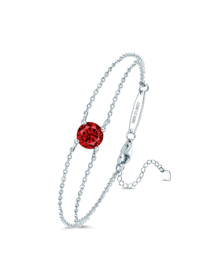 KUYING S925 Sterling Silver Bracelet Birthstone Jewelry-January