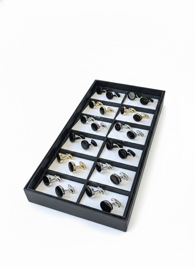 ركس طقم كبك رجالي فاخرة مجموعة متنوعة من الكف لينك بتصميم كلاسيكي و عصري مكونة من 12 زوج من الكبك 69853 - Image 1