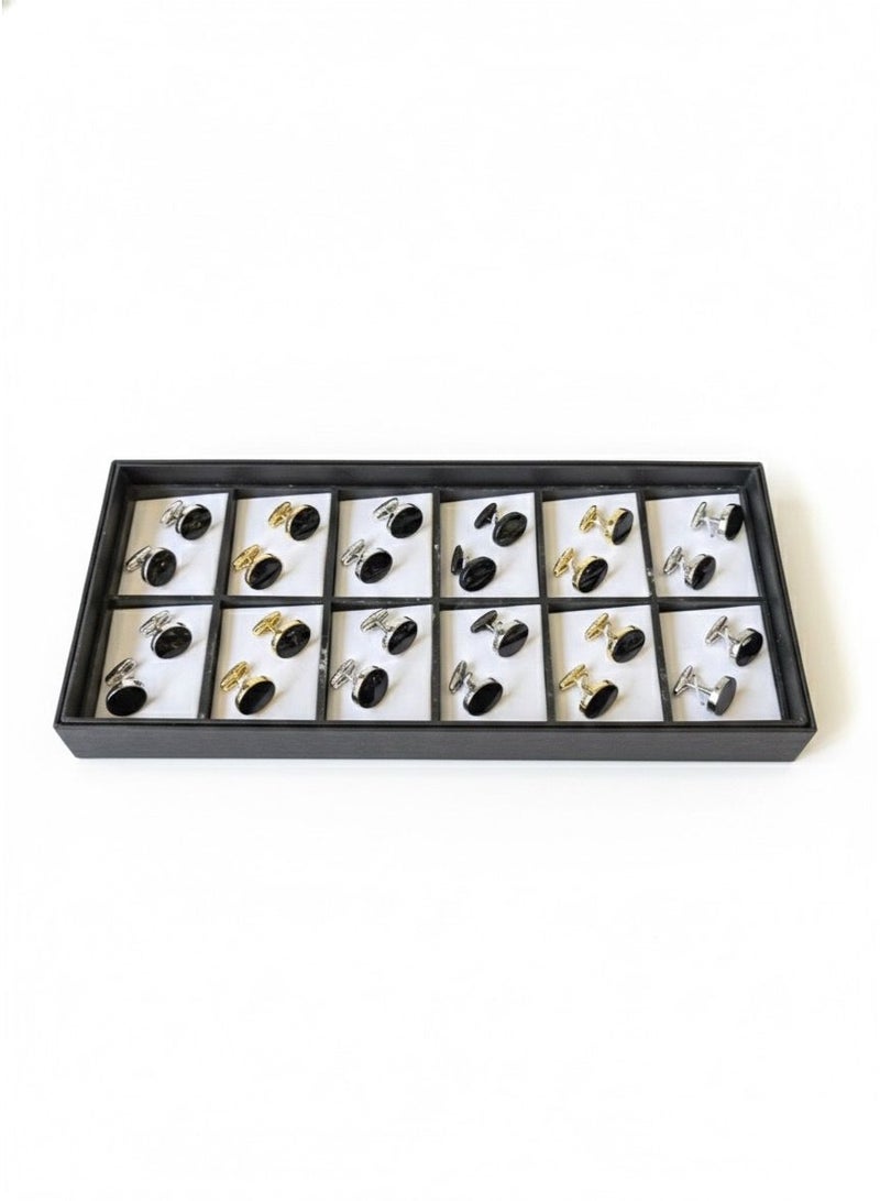 ركس طقم كبك رجالي فاخرة مجموعة متنوعة من الكف لينك بتصميم كلاسيكي و عصري مكونة من 12 زوج من الكبك 69853 - Image 2