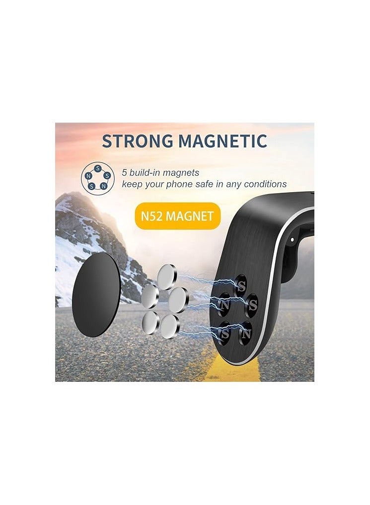 أتش أتش حامل هاتف السيارة، مغناطيسي قوي لتنفيس الهواء، حامل هاتف للسيارة، حامل هاتف للسيارة، حامل سيارة عالمي على شكل حرف L لأي هاتف ذكي، حامل هاتف خلوي عالمي ذكي - Image 4