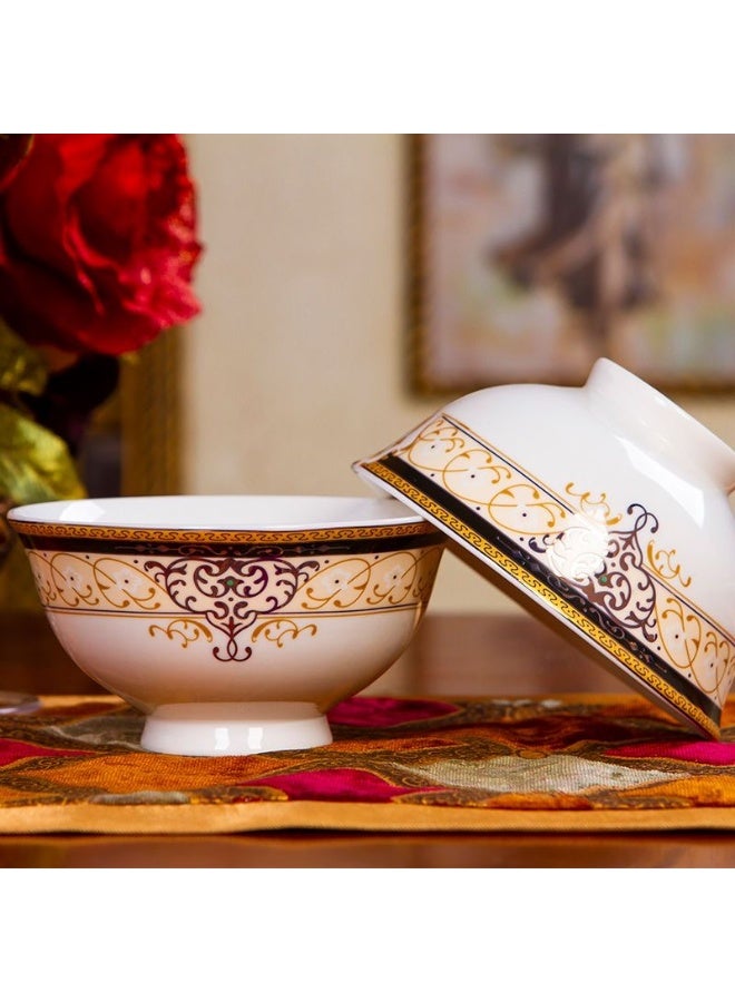 Neonix 28-Piece Gold-rimmed Porcelain Dinnerware Set Premium Bone China Texture Bowls, Plates and Spoons Microwave / Dishwasher Safe European Luxury Home Dining Set for Entertaining - Image 5