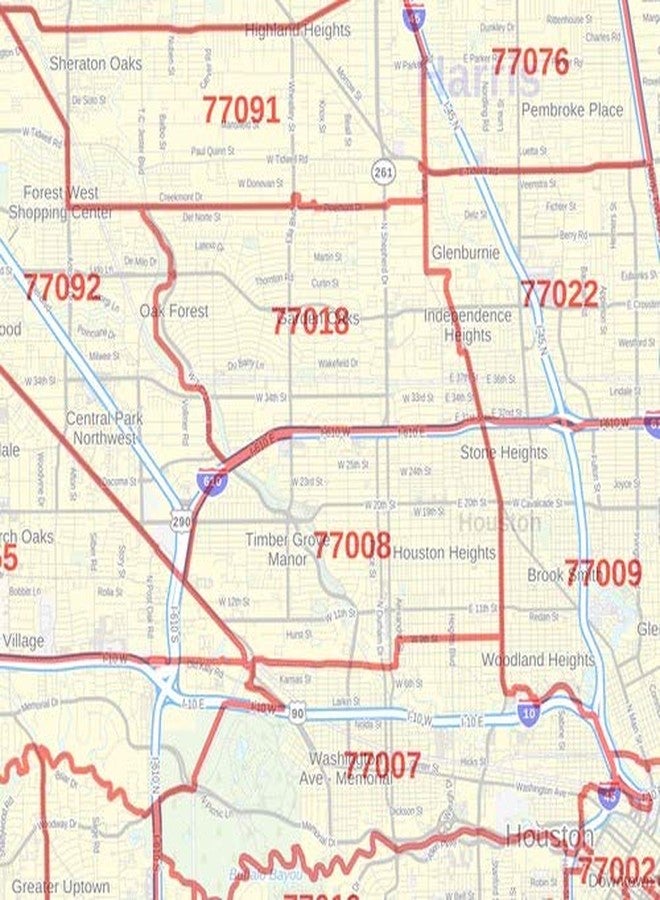 MapSherpa Harris County, Texas ZIP Codes - 48" x 36" Laminated Wall Map - Image 2