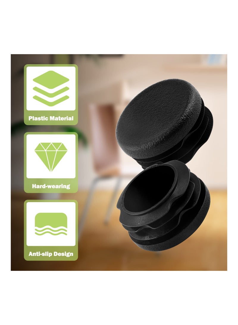 24 قطعة غطاء بلاستيكي دائري أسود 1-1/4" - plugs إنهاء الأثاث متينة لقدم الكراسي وأرجل الطاولات وكراسي البار وأقدام المقعد والأثاث الخارجي. مثالية لحماية الأسطح. - Image 2