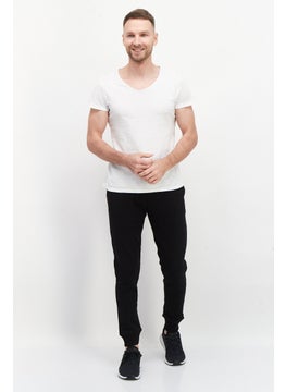 French Connection Men Drawstring Side Pocket Fleece Sweatpants, Black  - Image 3