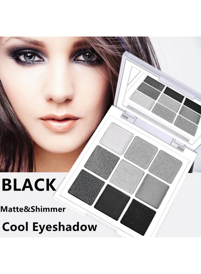 Go Ho لوحة ظلال العيون الدخانية باللون الأسود والرمادي والأبيض، لوحة مكياج العيون غير اللامعة واللامعة من 9 ألوان، مكياج ظلال العيون باللون الرمادي الفضي، لوحة ظلال العيون اليومية الرائعة المقاومة للماء مع مرآة منشورية - Image 3