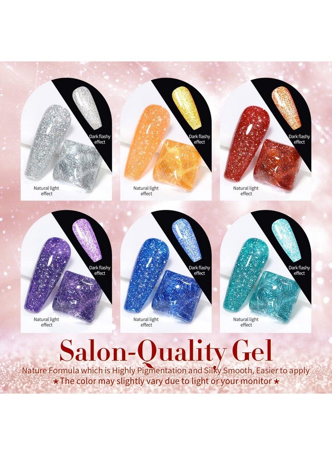 Born Pretty - Reflective Glitter Gel Polish Colorful Sparkly Shiny Disco Dj Led Gel Nail Polish Nail Varnish 6Pcs 10Ml - Image 1