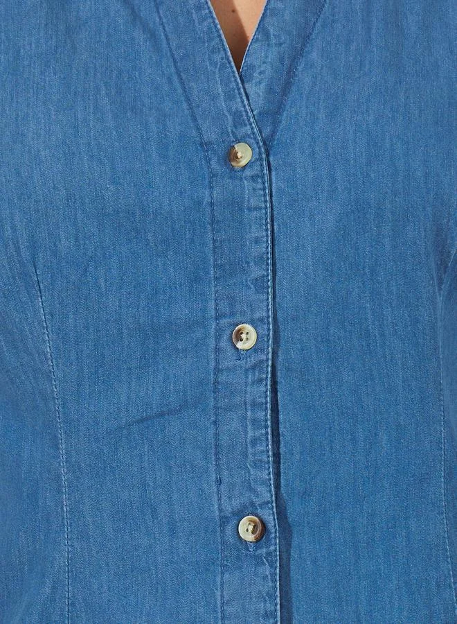 Styli Regular Fit Sleeveless Denim Shirt