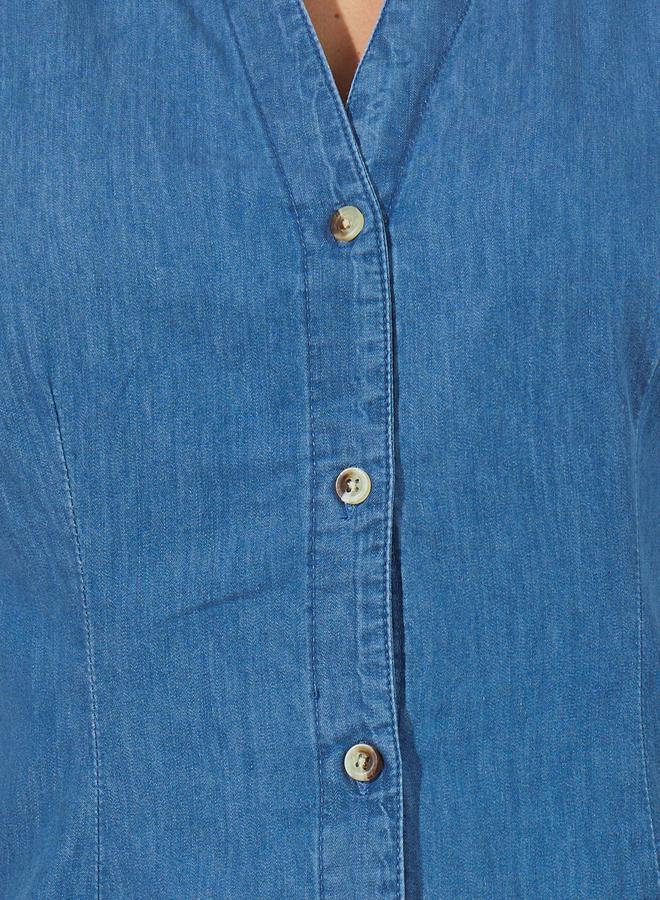 Styli Regular Fit Sleeveless Denim Shirt  - Image 3