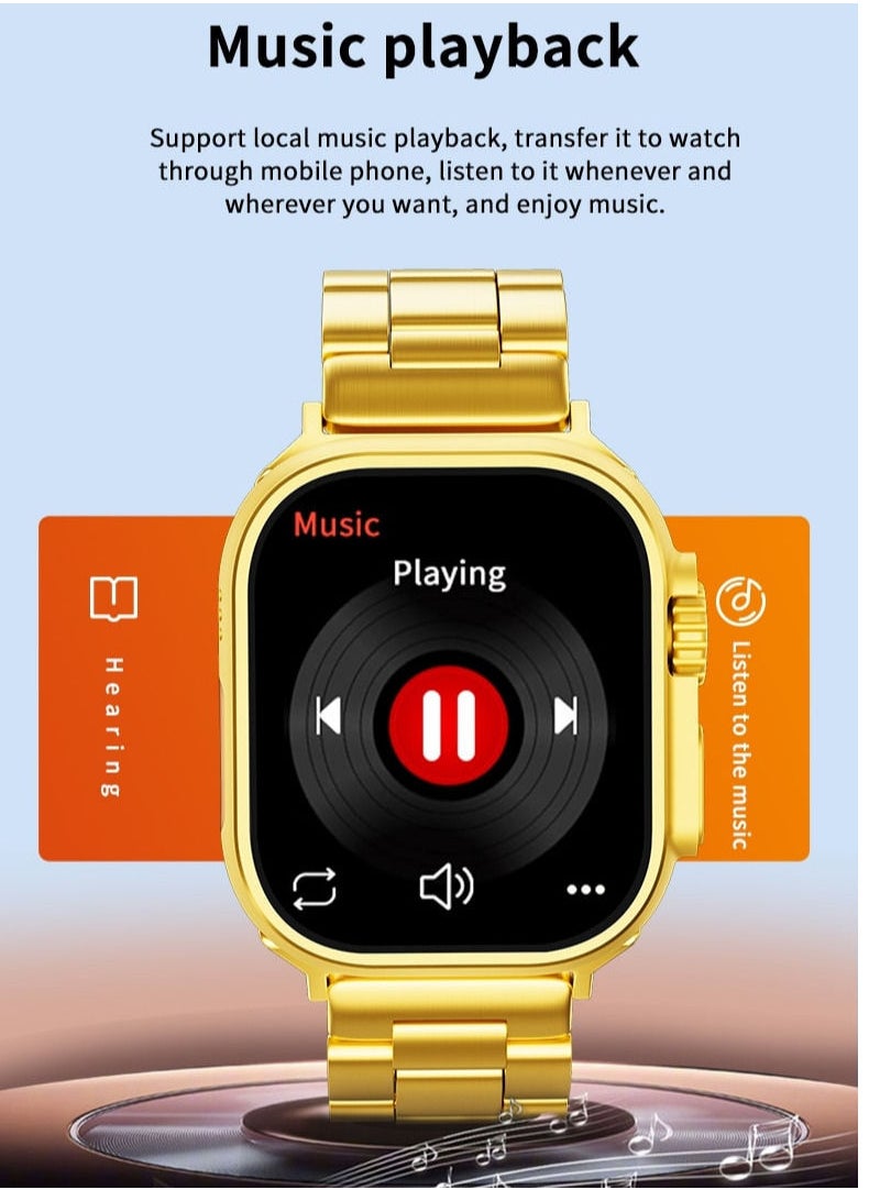 AROAQ - Ultra Gold Smart Watch Wireless Charging Bracelet, Bluetooth Call, Wireless Charging, Fitness Tracking with High Memory and Efficient Response - Image 1