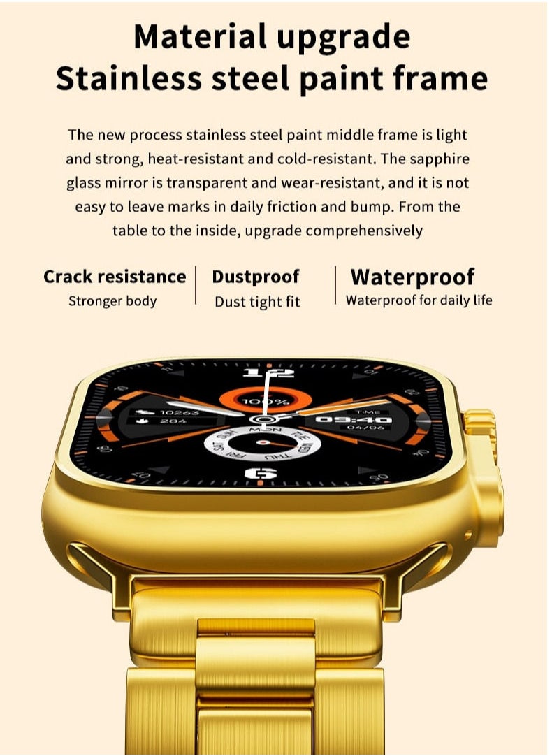 AROAQ - Ultra Gold Smart Watch Wireless Charging Bracelet, Bluetooth Call, Wireless Charging, Fitness Tracking with High Memory and Efficient Response - Image 1