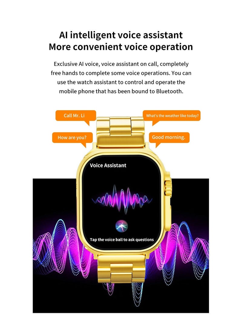 AROAQ - Ultra Gold Smart Watch Wireless Charging Bracelet, Bluetooth Call, Wireless Charging, Fitness Tracking with High Memory and Efficient Response - Image 1