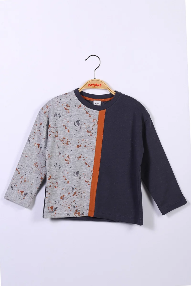 Zeyland Boy's Pieced Gray Sweatshirt (6-12 YEARS)