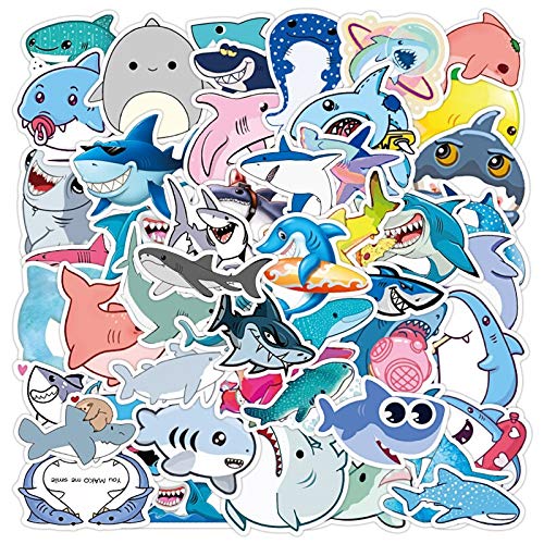 iDream Self-Adhesive Shark Theme Stickers (Set of 50) – Ocean Animal Decals for Kids, Waterproof, Durable, Vibrant, Ideal for Laptops, Water Bottles, Walls, Scrapbooks, Gifts and More - Image 1