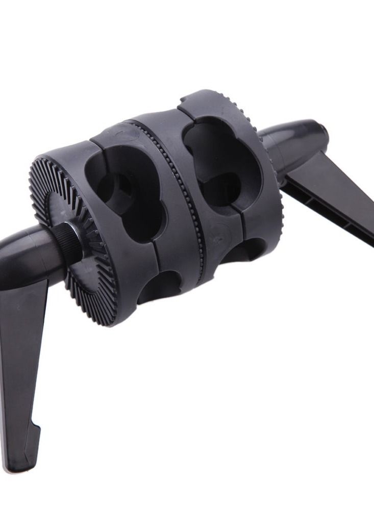 Dual Swiveling Grip Head Angle Clamp For Photo Studio Boom Arm Reflector Holder Stand Black  - Image 3